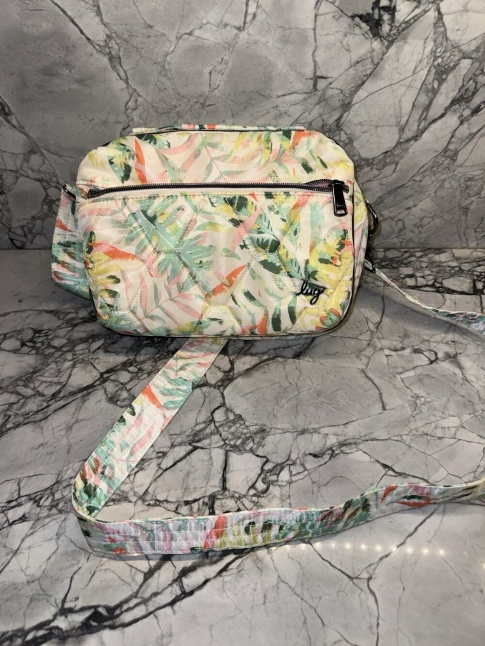 Lug East West Crossbody Bebop Tropical Palm Green Orange Candy Tropics